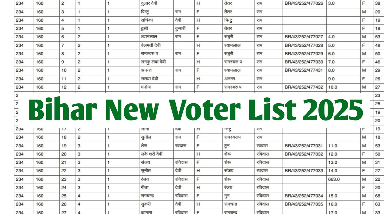 Bihar Voter List 2025 PDF : (New) - Check Name In Updated Bihar Voter List