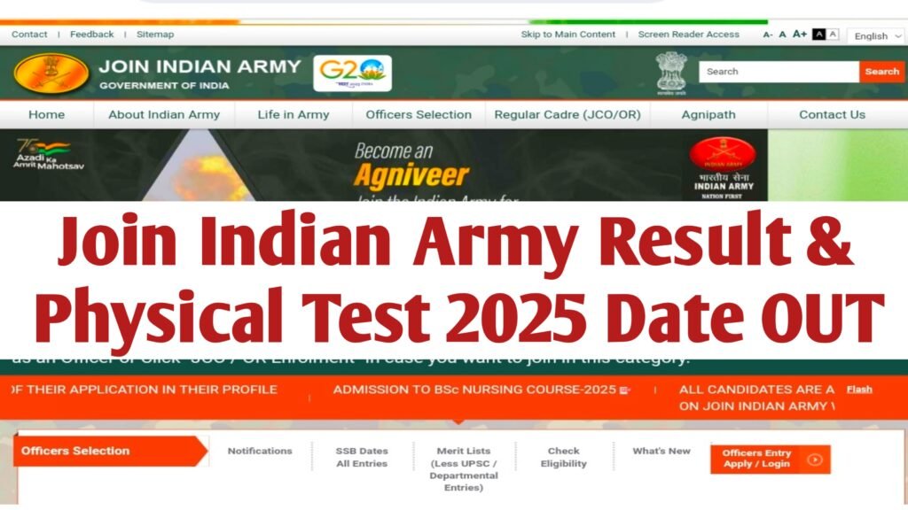 Join Indian Army Result 2025 Date (OUT) : Check Army Agniveer All Post Result & Physical Test Raily Date