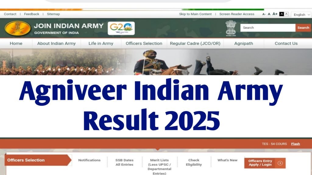 Indian Army Agniveer Result 2025 Release Date : Check Army Agniveer CCE Result & Merit List, Cut Off
